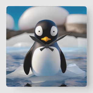 Penguin Square Wall Clock