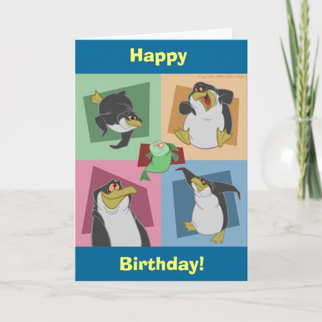 Penguin Squares Birthday Card (Front)