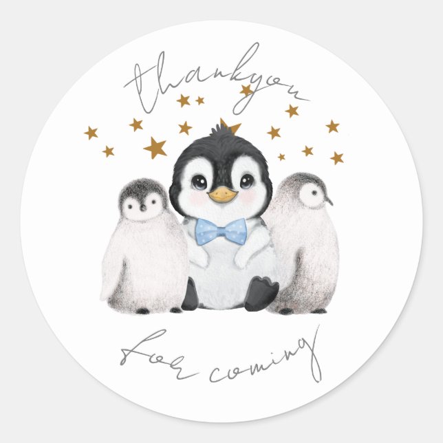 Penguin Star Party Thankyou Sticker (Front)