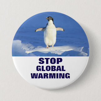 Penguin Stop Global Warming Round Button