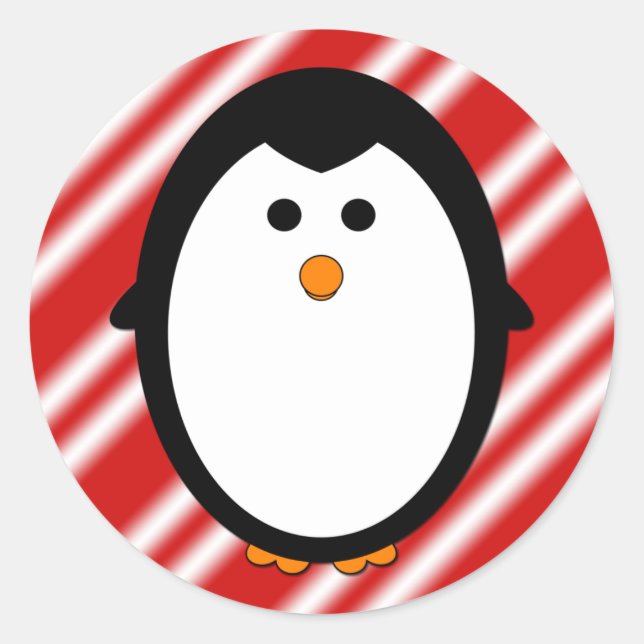 Penguin stripes classic round sticker (Front)