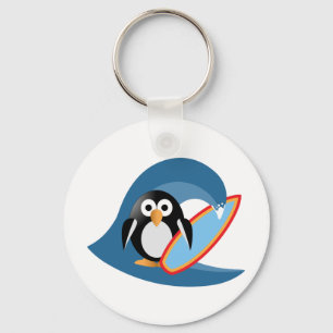 Penguin surfer key ring