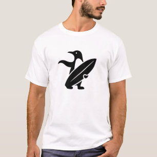 Penguin Surfer Silhouette Surfing Minimalist T-Shirt