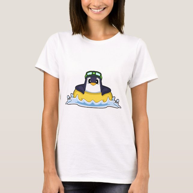 Penguin Swimming Inflatable float Summer T-Shirt (Front)