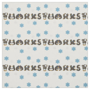 Penguin Thanks Thank You Snow Snowflake Winter Fabric