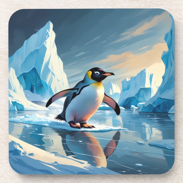 Penguin Themed Beverage Coaster (Front)
