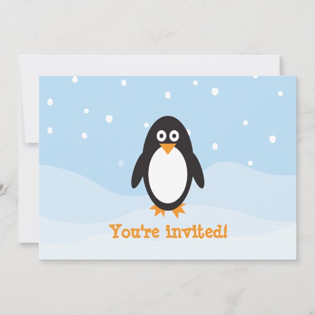 Penguin themed birthday invitation (Front)