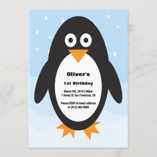 Penguin themed birthday invitation