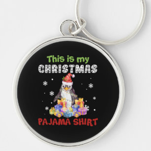 Penguin This Is My Christmas Pajama Shirt Key Ring