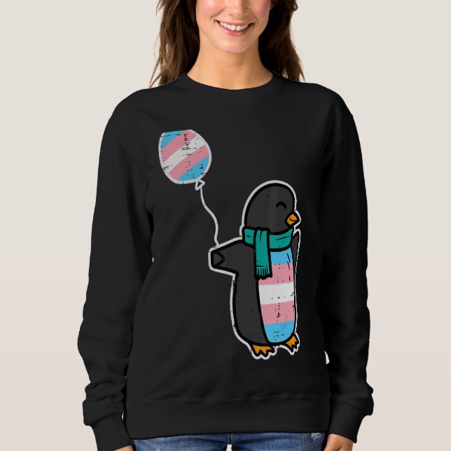 Penguin Transgender Trans Pride Stuff Flag Transse Sweatshirt (Front)