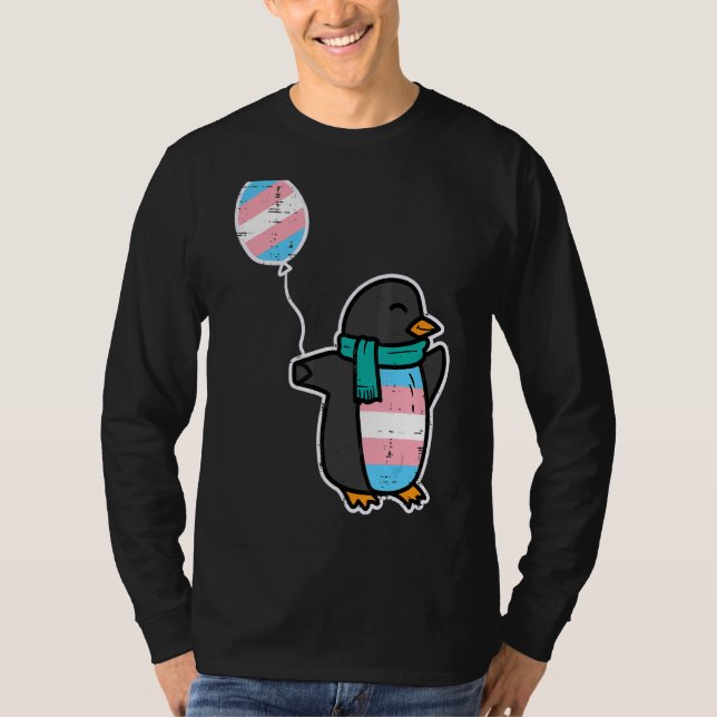 Penguin Transgender Trans Pride Stuff Flag Transse T-Shirt (Front)