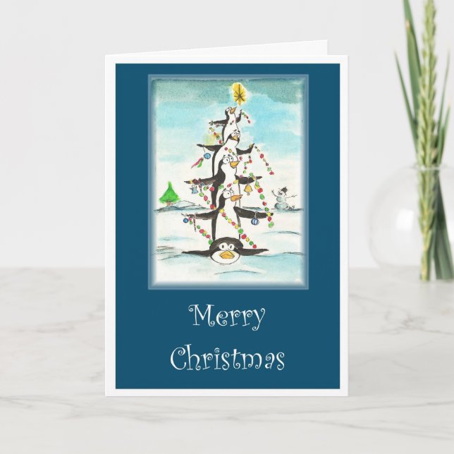 Penguin Tree Holiday Card (Front)