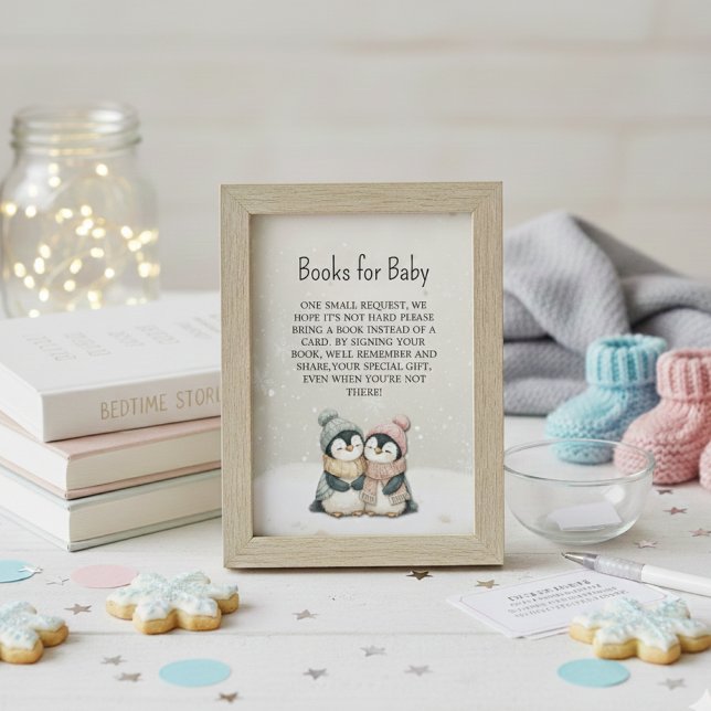 Penguin Twins books for Baby Shower Enclosure Card (Creator Uploaded)