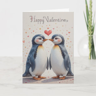 Penguin Valentine Sweet Winter Love Couple Holiday Card