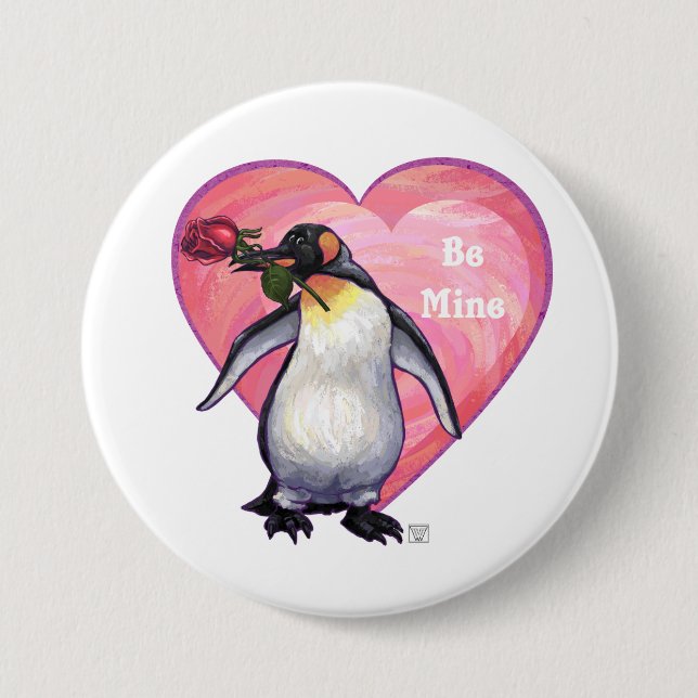 Penguin Valentine's Day 7.5 Cm Round Badge (Front)