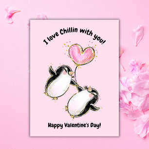 Penguin Valentine's Day Classroom Photo Holiday Card
