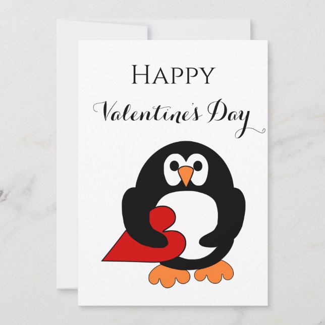 Penguin Valentine's day Heart Holiday Card (Front)