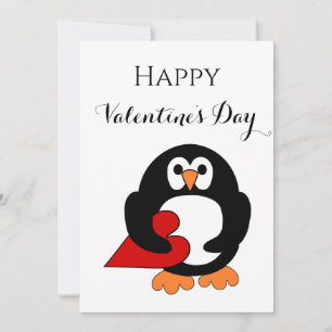 Penguin Valentine's day Heart Holiday Card