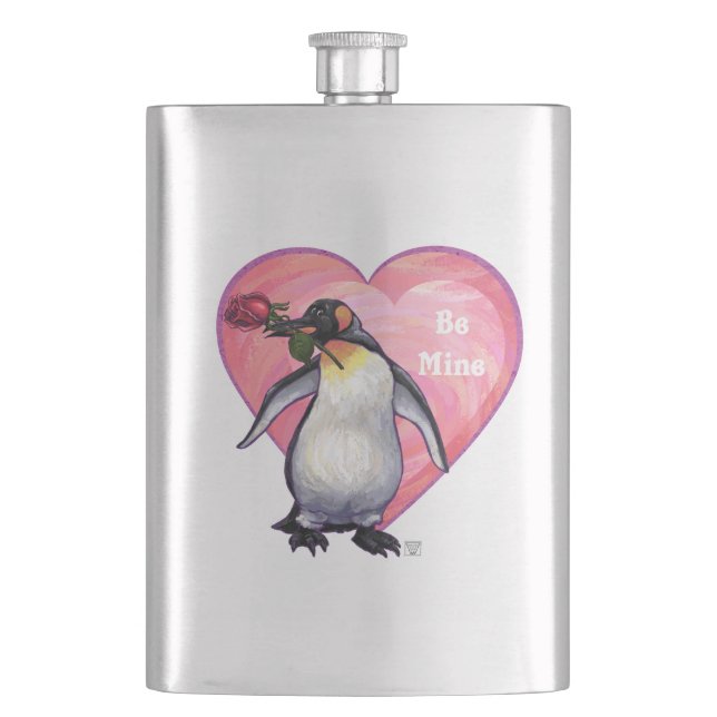 Penguin Valentine's Day Hip Flask (Front)