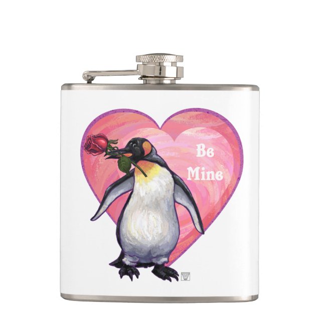 Penguin Valentine's Day Hip Flask (Front)