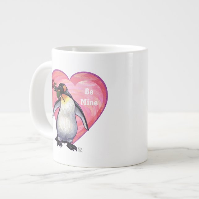 Penguin Valentine's Day Large Coffee Mug (Front Left)
