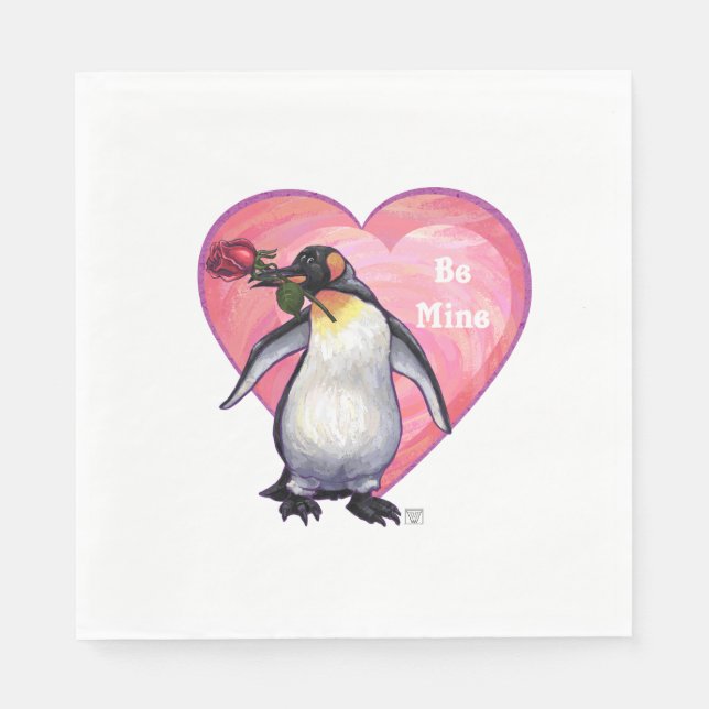 Penguin Valentine's Day Napkin (Front)