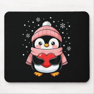 Penguin Valentines Day Red Heart Winter Toddler Gi Mouse Pad