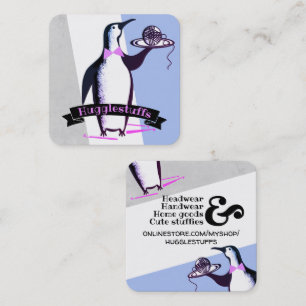 Penguin waiter crochet hooks yarn business card
