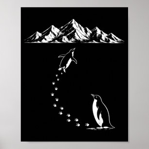 Penguin walking alone to mountains nihilist birdPe Poster