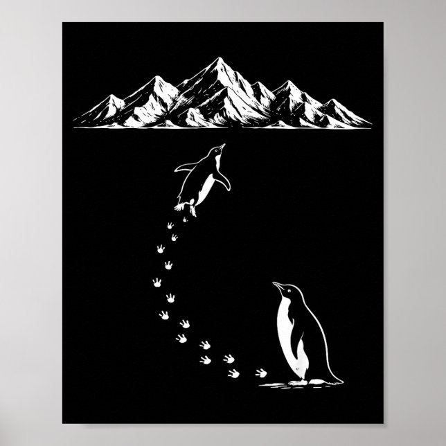 Penguin walking alone to mountains nihilist birdPe Poster (Front)