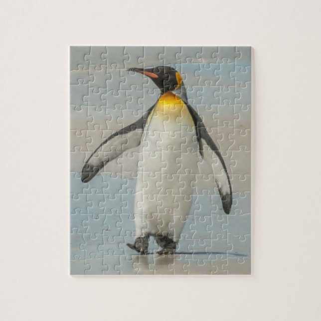 Penguin walking on the beach jigsaw puzzle (Vertical)