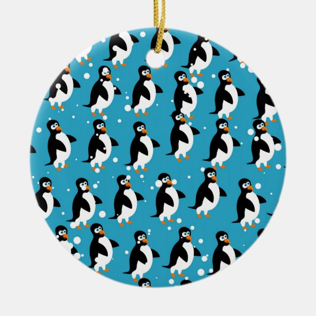 Penguin Wallpaper Ceramic Tree Decoration (Front)