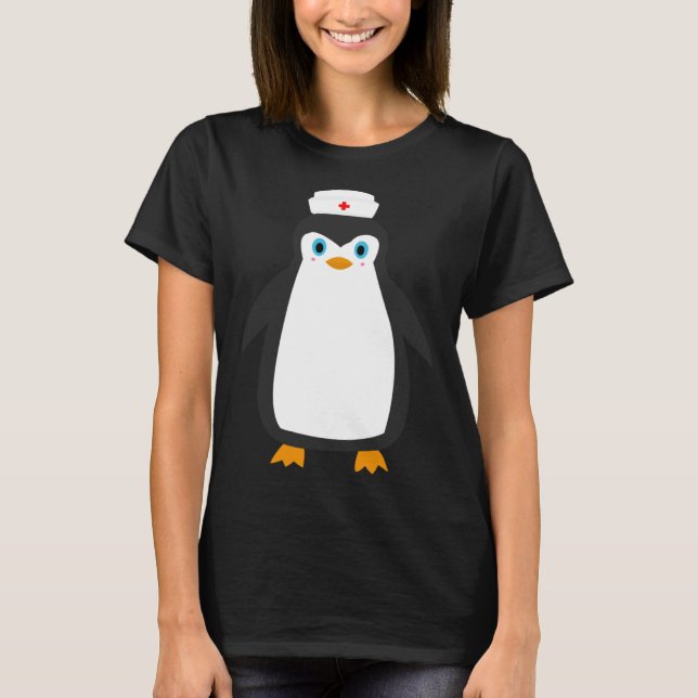 Penguin Wears Nurse Hat Nursing T-Shirt (Front)