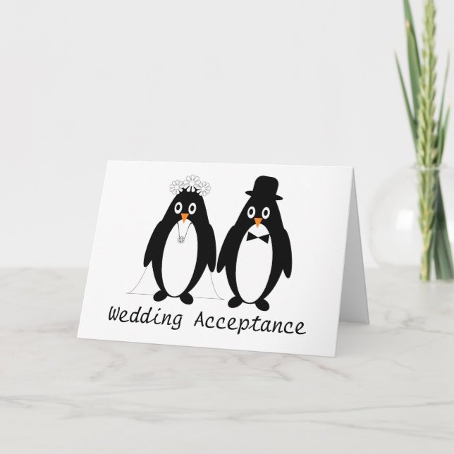 Penguin Wedding Acceptance Card (Front)