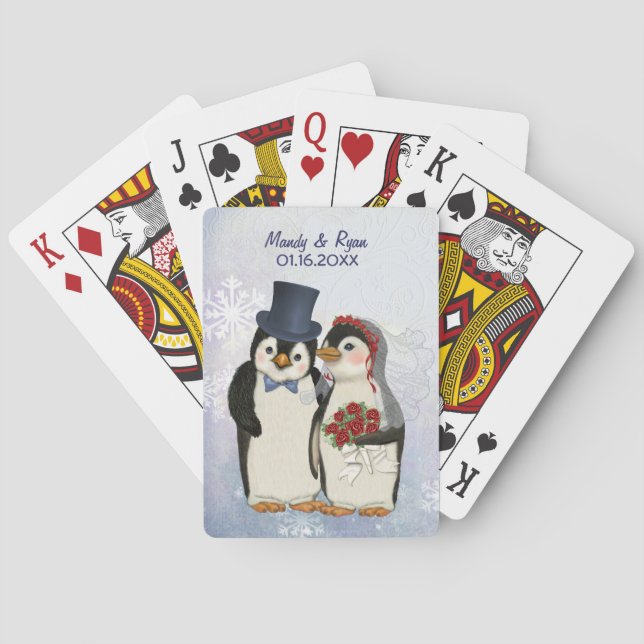 Penguin Wedding - Customise Playing Cards (Back)
