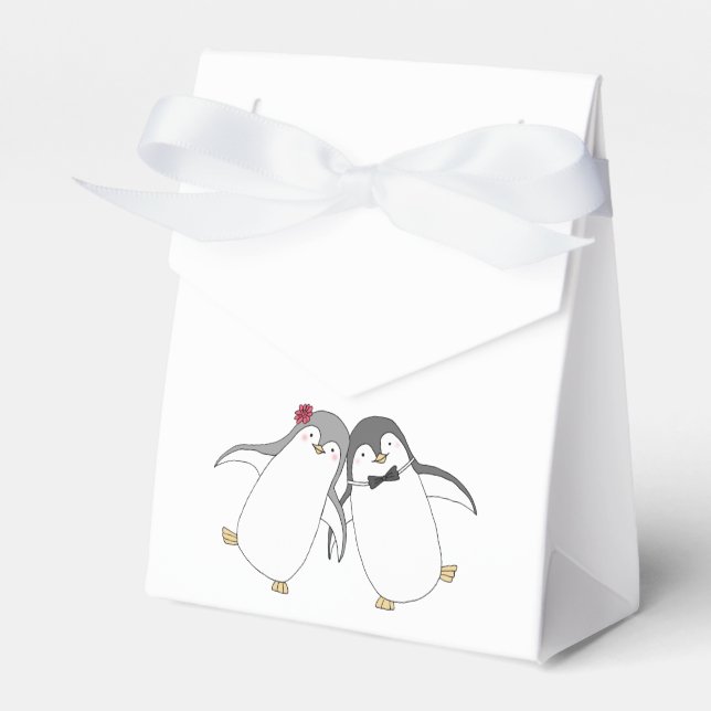 Penguin Wedding Favour Box Cute Penguin Wedding (Front Side)