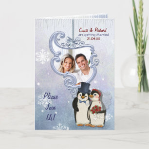 Penguin Wedding Photo Invitation