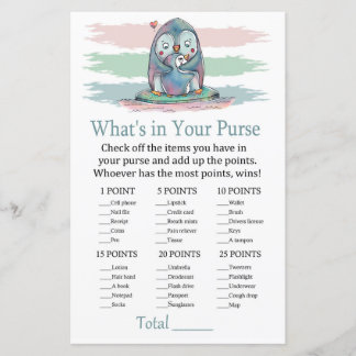 Penguin What's in your purse game baby shower