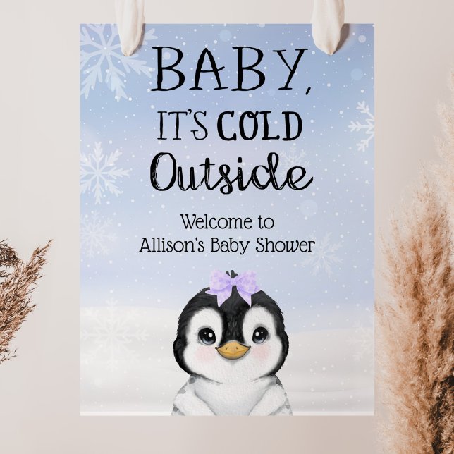 Penguin Winter Baby Shower Welcome Poster (Creator Uploaded)