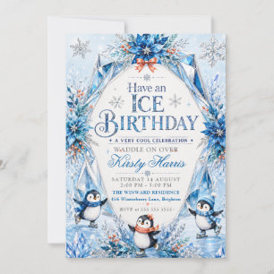 Penguin Winter Birthday Party Invitation