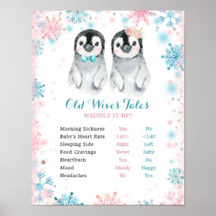 Penguin Winter Gender Reveal Old Wives Tales Sign