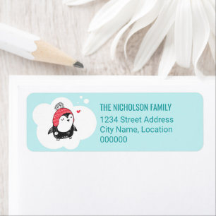 Penguin Winter Holiday Return Address Label