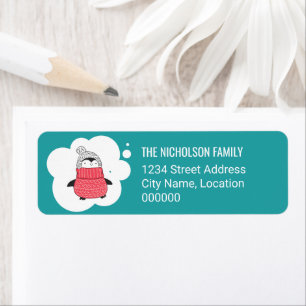 Penguin Winter Holiday Return Address Label