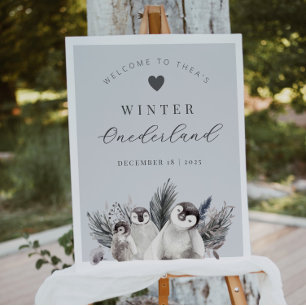 Penguin Winter Onederland Birthday Welcome Sign