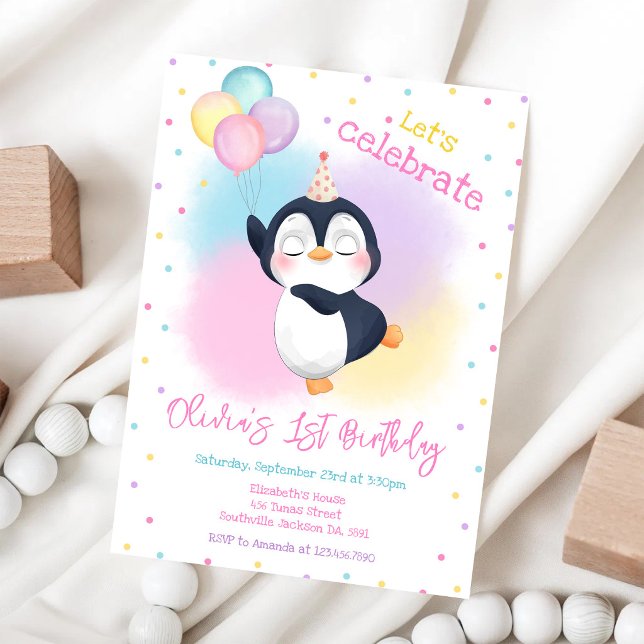 Penguin Winter Party Birthday Invitation (Creator Uploaded)