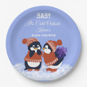 Penguin Winter Snow Birthday Baby Shower Cold Paper Plate