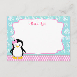 Penguin Winter Snowflake Thank You Cards
