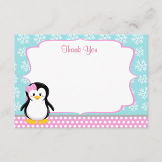 Penguin Winter Snowflake Thank You Cards