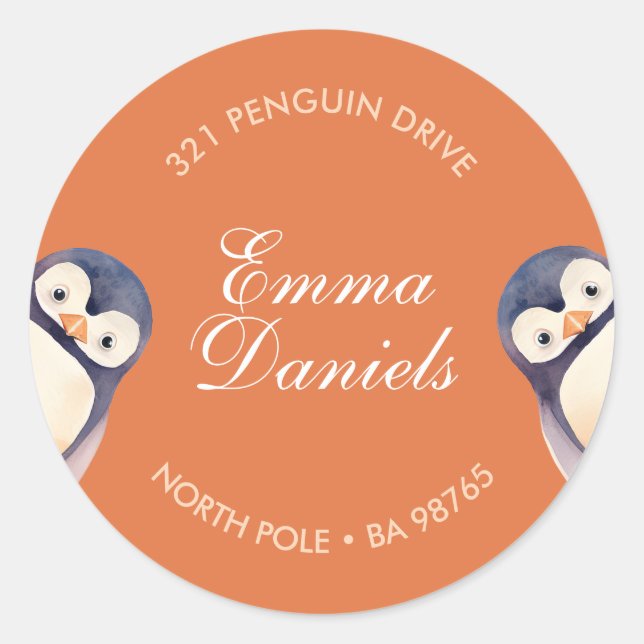 Penguin Winter Wonderland Sticker – Autumn Orange (Front)
