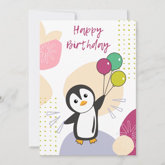 Penguin Wishes Happy Birthday To You Invitation (Front)